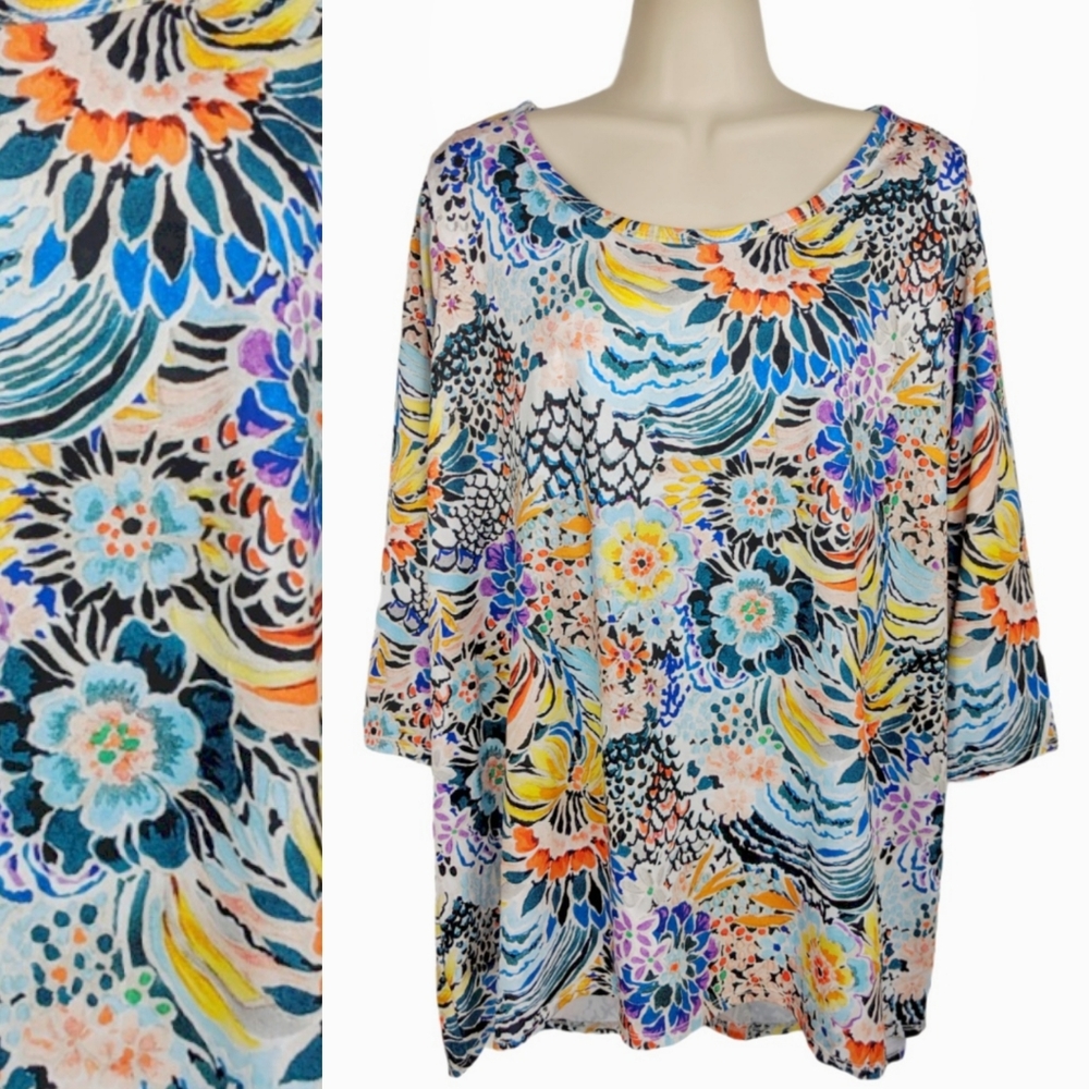 Allison Taylor Colorful Floral High Low Tunic NWT